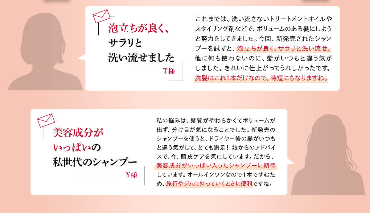 泡立ちが良く、サラリと洗い流せました　美容成分がいっぱいの私世代のシャンプー