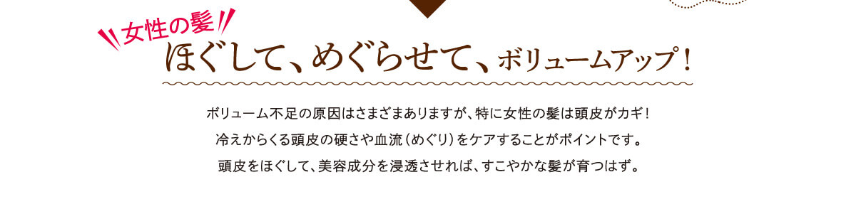 女性の髪 ほぐして、めぐらせて、ボリュームアップ