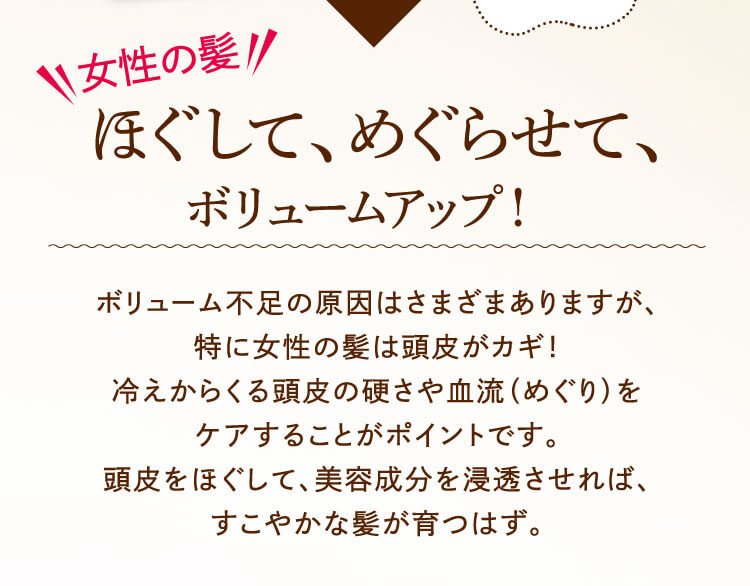 女性の髪 ほぐして、めぐらせて、ボリュームアップ