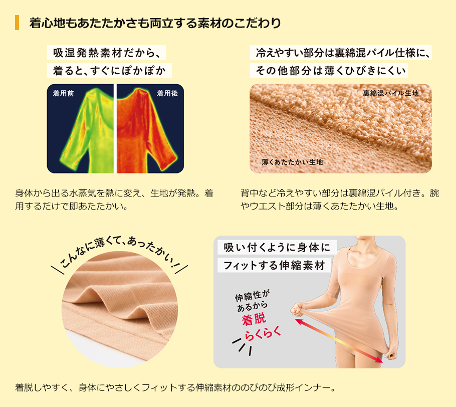 着心地もあたたかさも両立する素材のこだわり