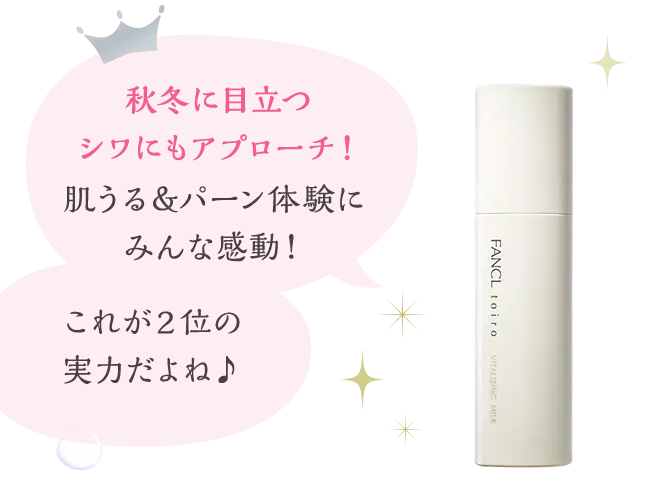 秋冬に目立つシワにもアプローチ！ 肌うる＆パーン体験にみんな感動！ これが2位の実力だよね♪