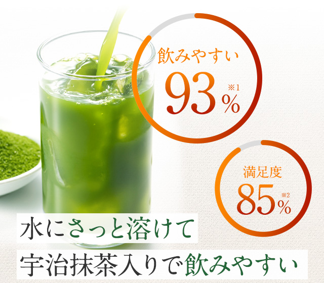 水にさっと溶けて宇治抹茶入りで飲みやすい