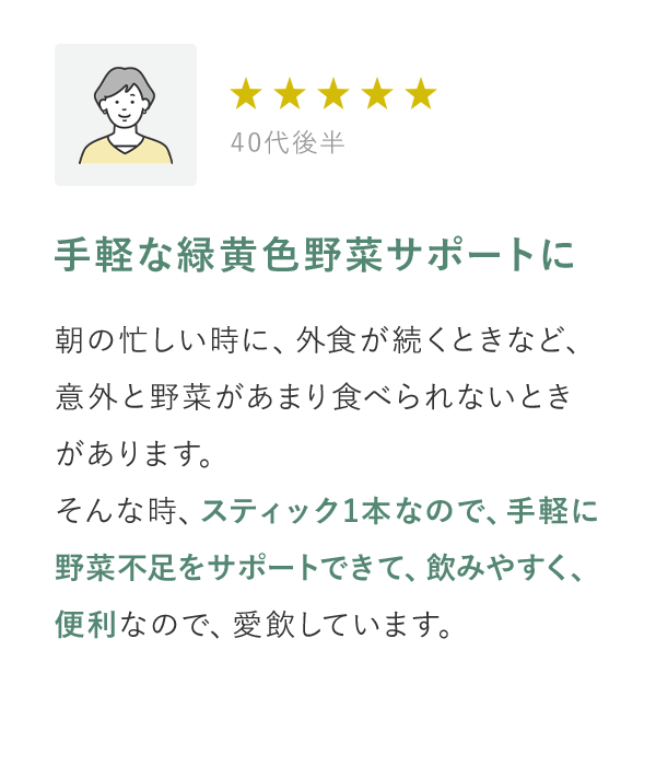 手軽な緑黄色野菜のサポートに