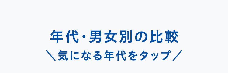 年代・男女別の比較 ＼気になる年代をタップ／