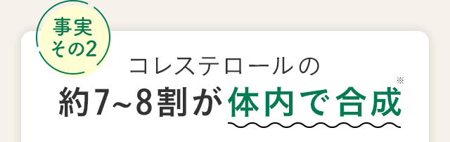 事実その2 コレステロールの約7~8割が体内で合成