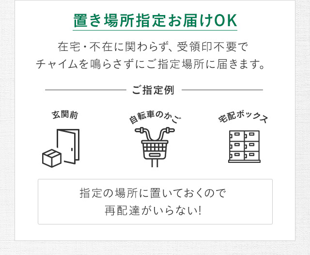 置き場所指定お届けOK