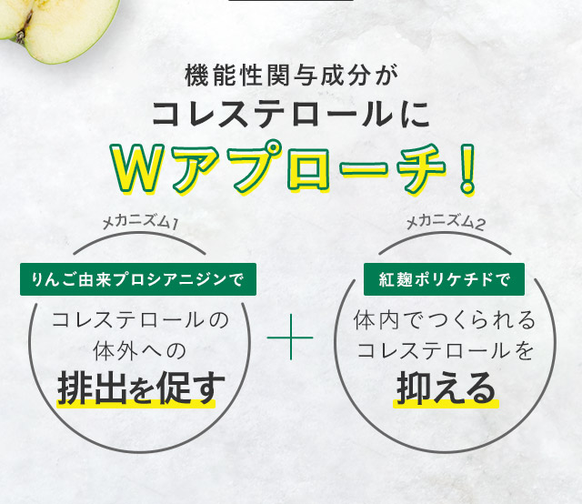機能性関与成分がコレステロールにWアプローチ！
