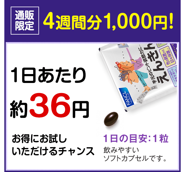 4週間分1000円！1日あたり約36円 お得にお試しいただけるチャンス