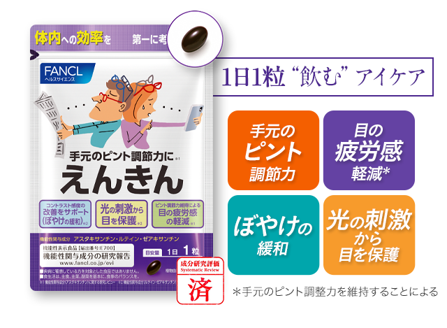 1日たった１粒の“飲む”アイケア機能性関与成分を厳選配合
