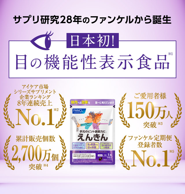 サプリ研究28年のファンケルから誕生 日本初!  目の機能性表示食品