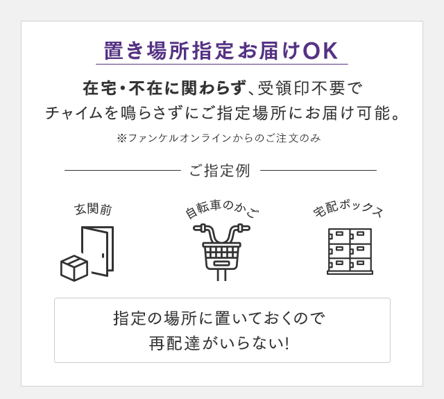 置き場所指定お届けOK
