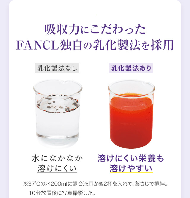 吸収力にこだわったFANCL独自の乳化製法を採用