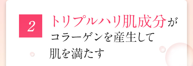 2トリプルハリ肌成分がコラーゲンを産生して肌を満たす