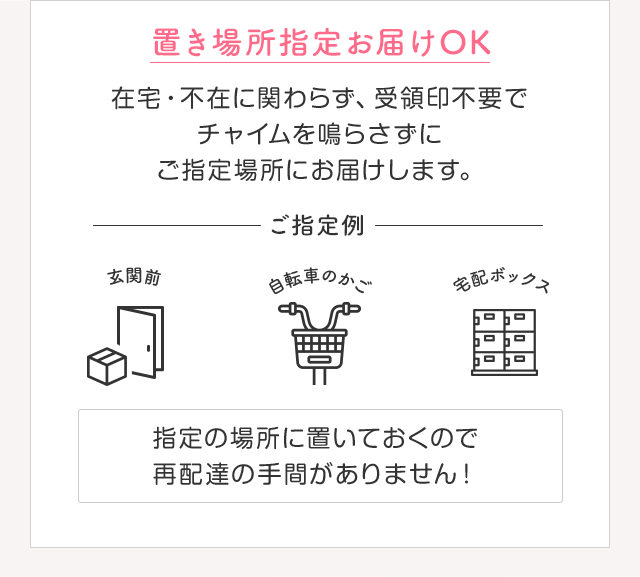 置き場所指定お届けOK