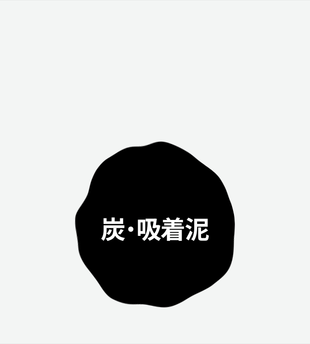 炭と吸着泥が一度つかんだら離さない！