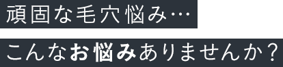 頑固な毛穴悩み…こんなお悩みありませんか？