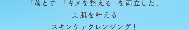 「落とす」 「キメを整える」 を両立した、美肌を叶えるスキンケアクレンジング!