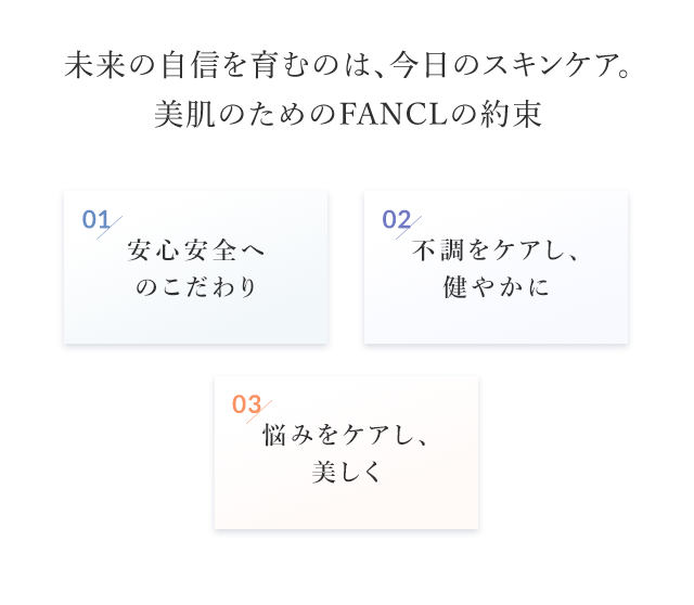 未来の自信を育むのは、今日のスキンケア。美肌のためのFANCLの約束