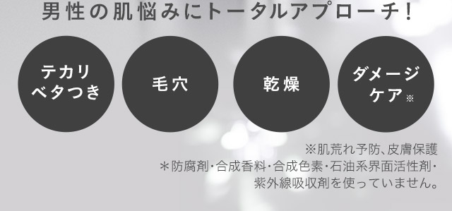 男性の肌悩みにトータルアプローチ！