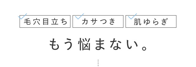 毛穴目立ち カサつき 肌ゆらぎ もう悩まない。