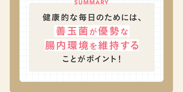 健康的な毎日のためには、善玉菌が優勢な腸内環境を維持することがポイント！