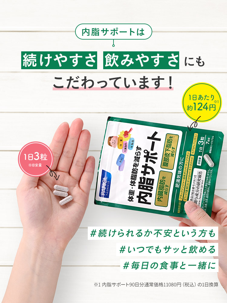 内脂サポートは続けやすさ 飲みやすさにもこだわっています！