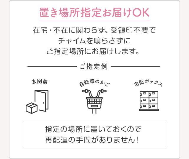 置き場所指定お届けOK