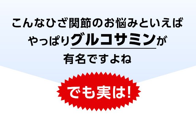 こんなひざ関節のお悩みといえばやっぱりグルコサミンが有名ですよね　でも実は！