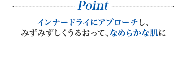 Point インナードライを解消し、みずみずしくうるおって、なめらかな肌に