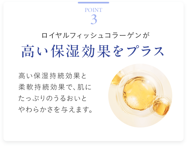 Point2 ロイヤルフィッシュコラーゲンが高い保湿効果をプラス