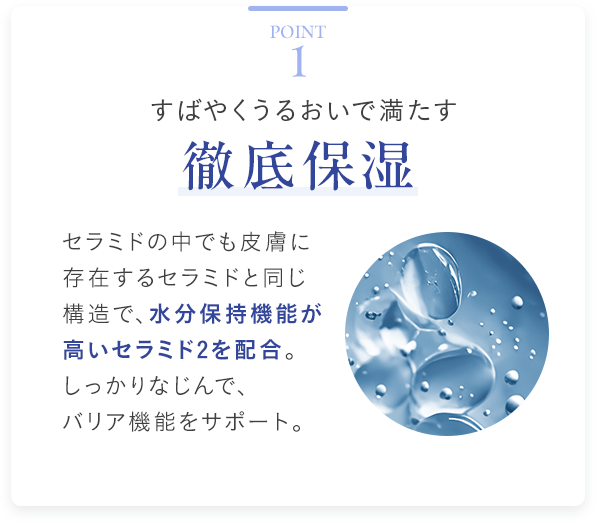 Point1 すばやくうるおいで満たす 徹底保湿