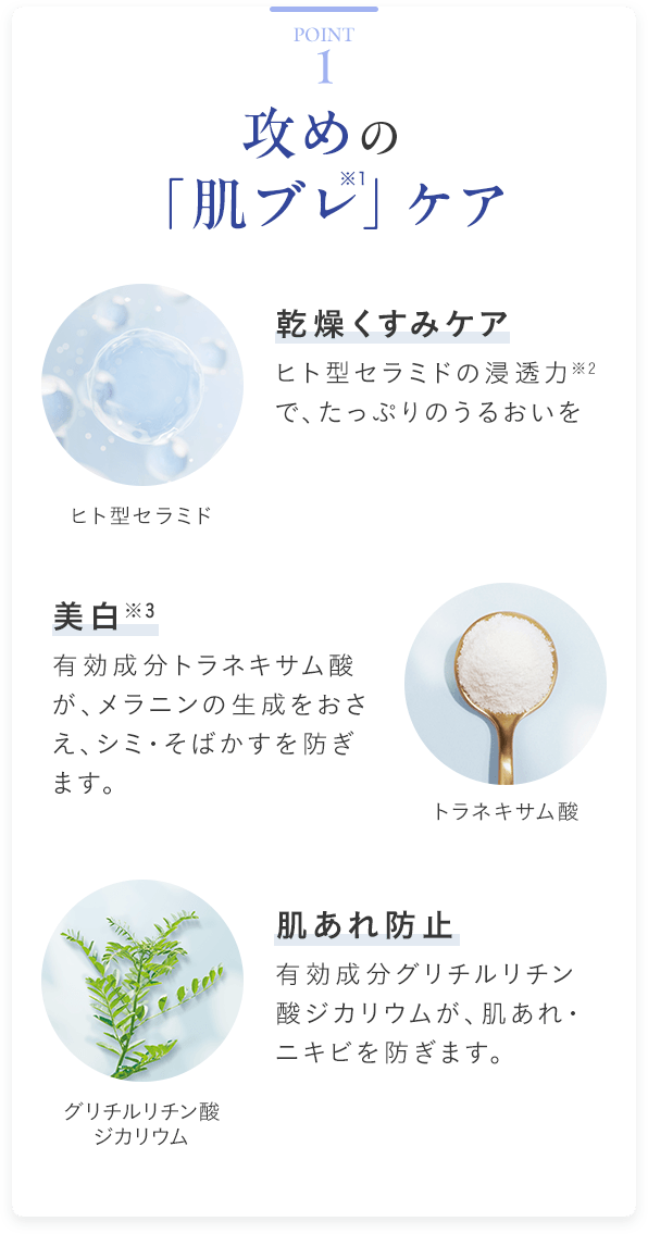 Point1 攻めの「肌ブレ※1」ケア 乾燥くすみケア 美白※3 肌あれ防止