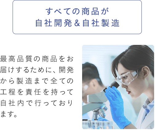 すべての商品が自社開発＆自社製造