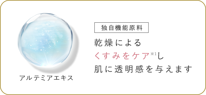 乾燥によるくすみをケアし肌に透明感を与えます