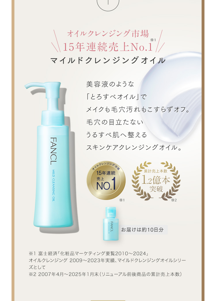 オイルクレンジング市場 15年連続売上No.1 マイルドクレンジングオイル 美容液のような「とろすべオイル」でメイクも毛穴汚れもこすらずオフ。毛穴の目立たないうるすべ肌へ整えるスキンケアクレンジングオイル。
