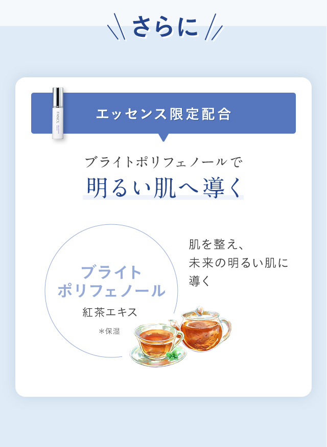 エッセンス・マスク限定配合 ブライトポリフェノールで明るい肌へ導く