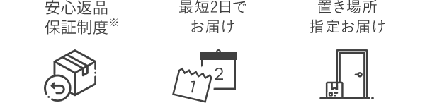 無期限返品保証/最短2日でお届け/置き場所指定OK