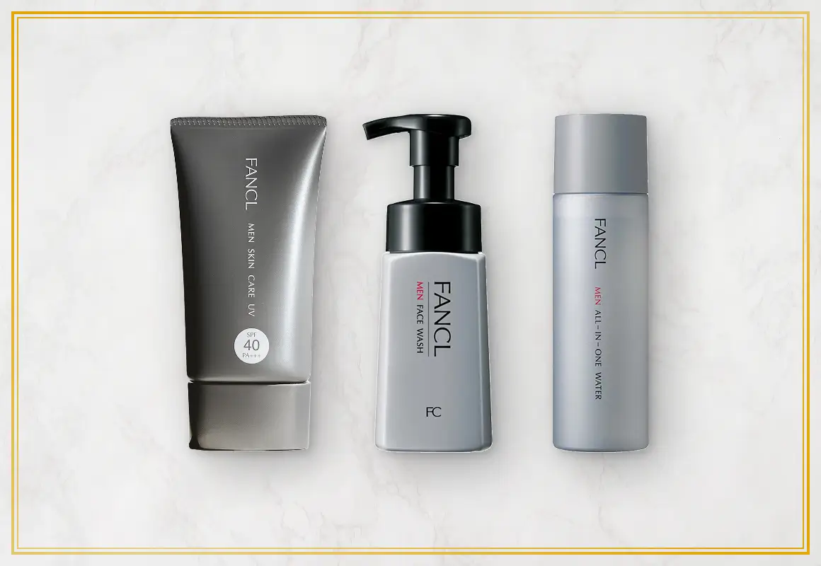 【夏限定】メン スキンケアUV （SPF40・PA＋＋＋）、メン フェイス ウォッシュ、メン オールインワン ウォーター
