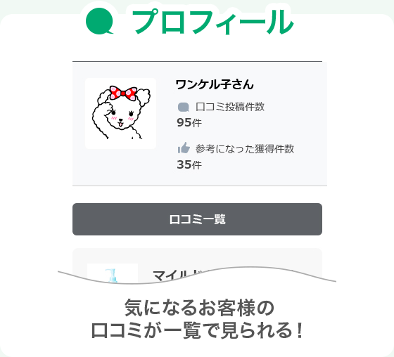 プロフィール 気になるお客様の口コミが一覧で見られる！