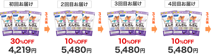 初回お届け　30%OFF　4,040円 2回目お届け　10%OFF　5,248円 3回目お届け　10%OFF　5,248円 4回目お届け　10%OFF　5,248円