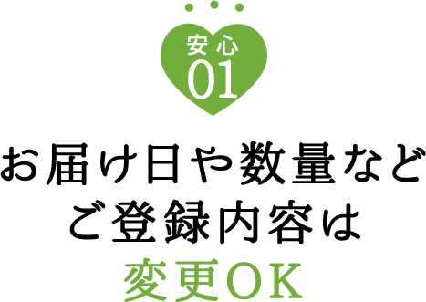 01 お届け日や数量などご登録内容は変更OK