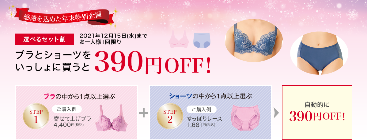 ブラとショーツを一緒に買うと390円OFF!
