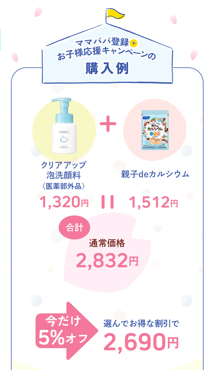 ママパパ登録お子様応援キャンペーンの購入例