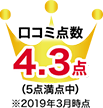 口コミ点数4.3点(5点満点中)※2019年3月時点
