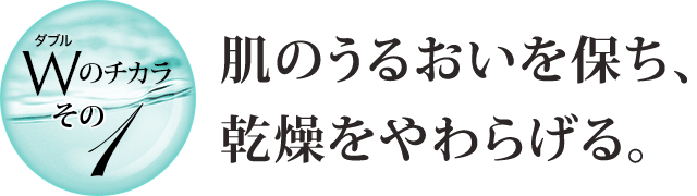 Wのチカラ　その1 肌のうるおいを保ち、乾燥をやわらげる。