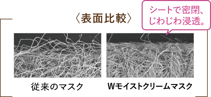 表面比較/従来のマスク/Wモイストクリームマスク
